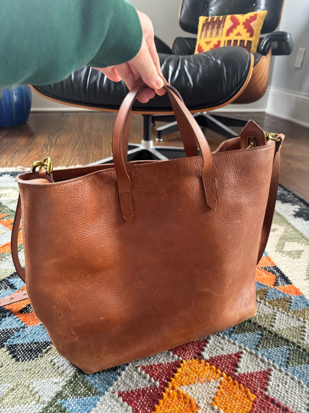 Madewell Zip-Top Transport Carryall Tote in English Saddle Brown - Picture 2 of 8